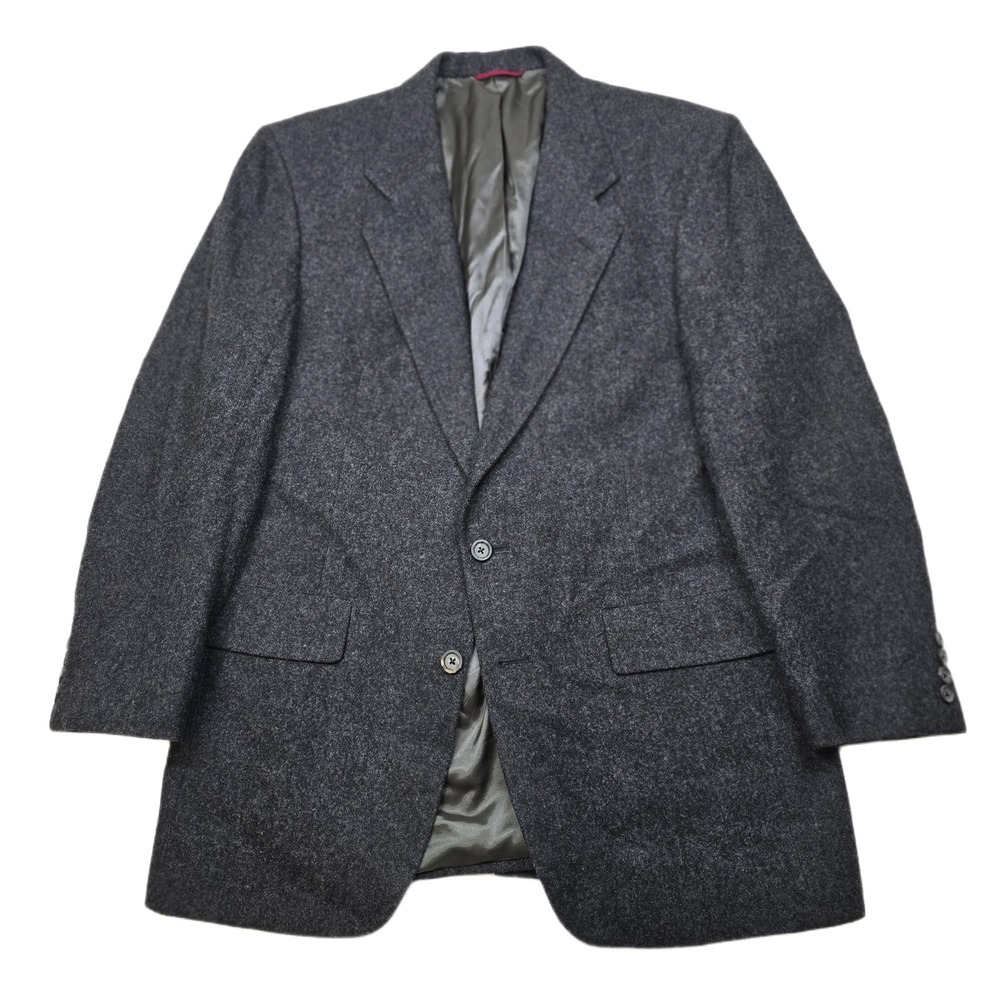 Hart Schaffner & Marx Tweed Blazer Jacket‎ Mens Large 42 44 Charcoal Gray Wool